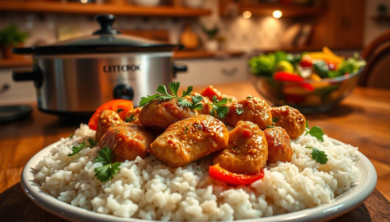 crock pot chicken and rice meal