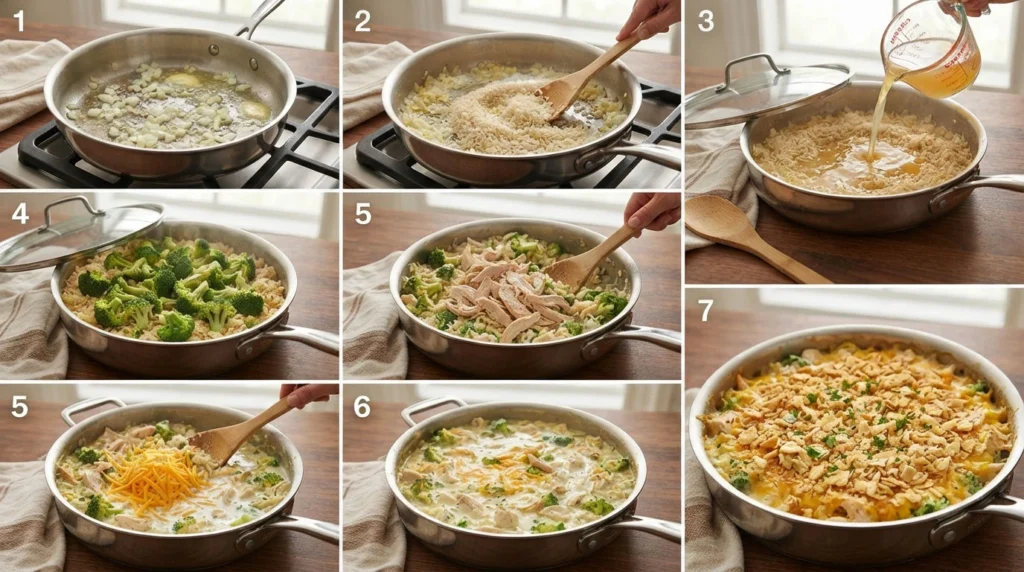 Step-by-step-preparation-of-cheesy-chicken-broccoli-rice-casserole (1)