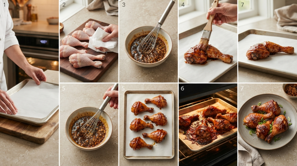 Step-by-step-process-for-making-honey-soy-baked-chicken-legs