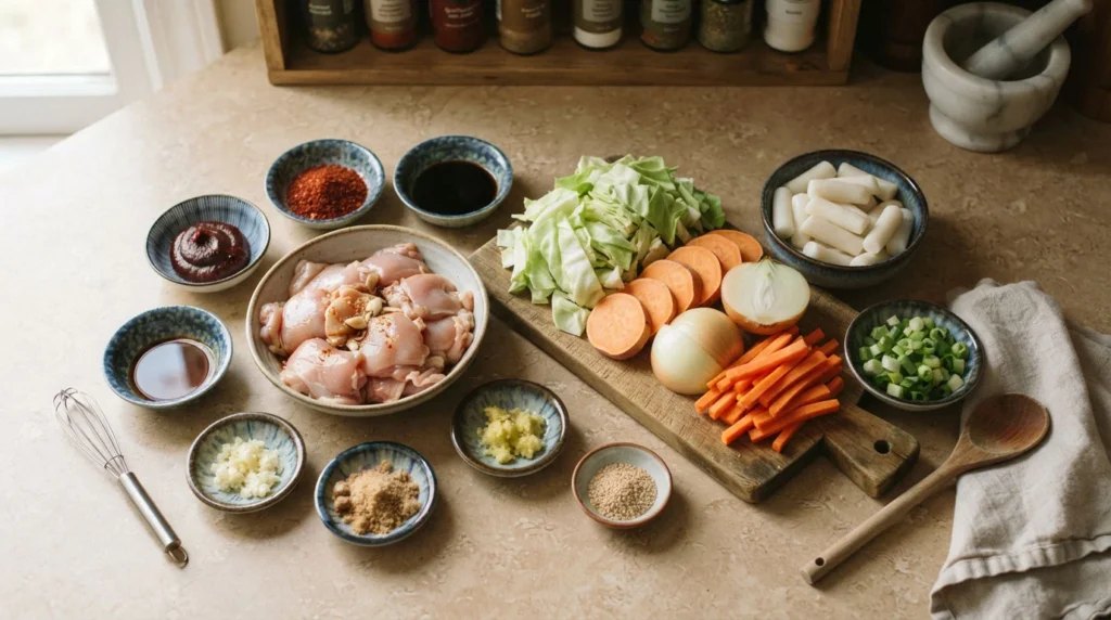Ingredients-for-a-chicken-galbi-recipe-including-chicken-thighs_-gochujang_-cabbage_-sweet-potato_-v